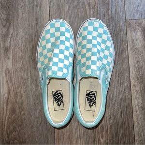 Teal Checkered Slip-On Vans
